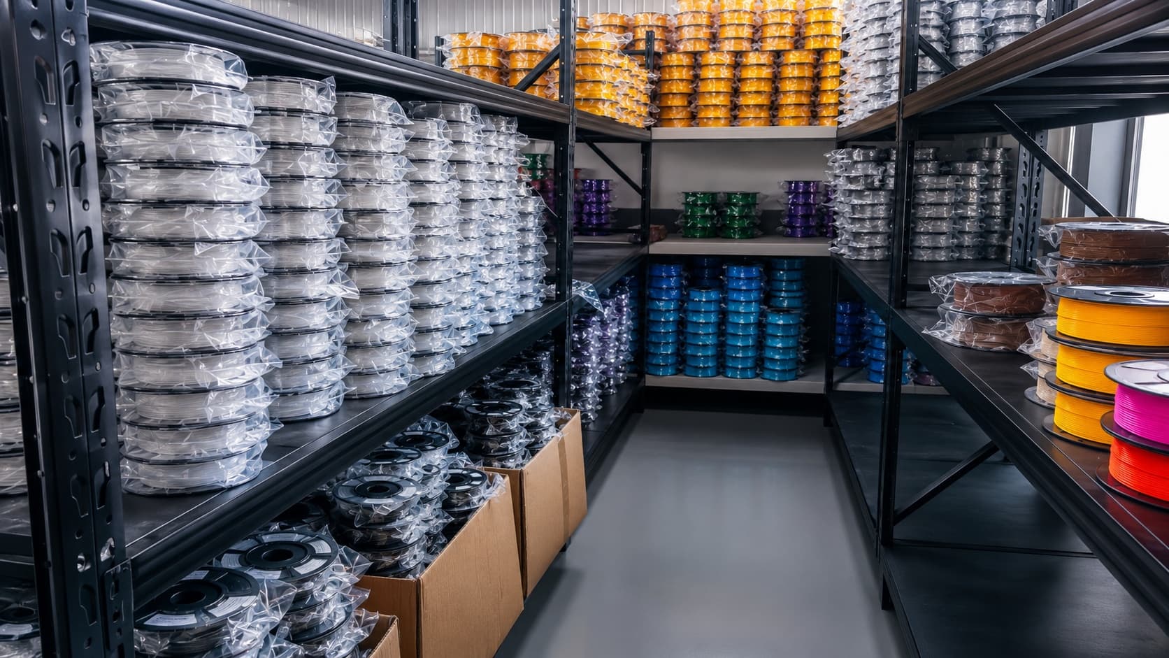 Filament color stock inventory and warehouse supply